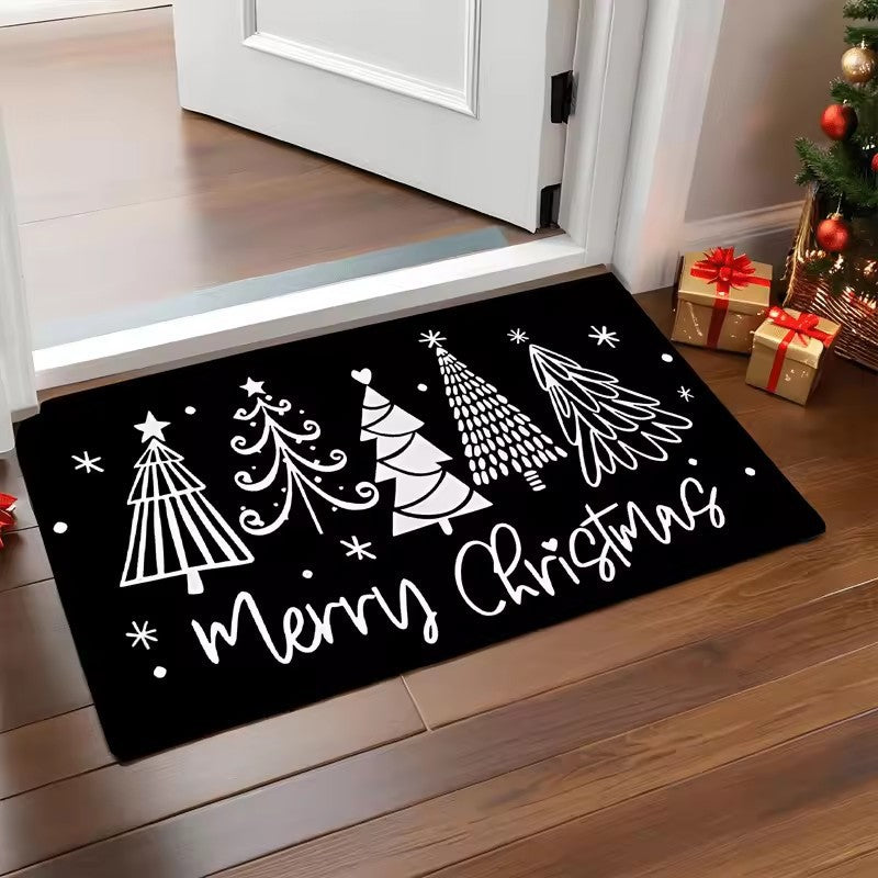 Kerstdeurmat | Kerstbomen & sneeuwvlokken | Antislip achterkant