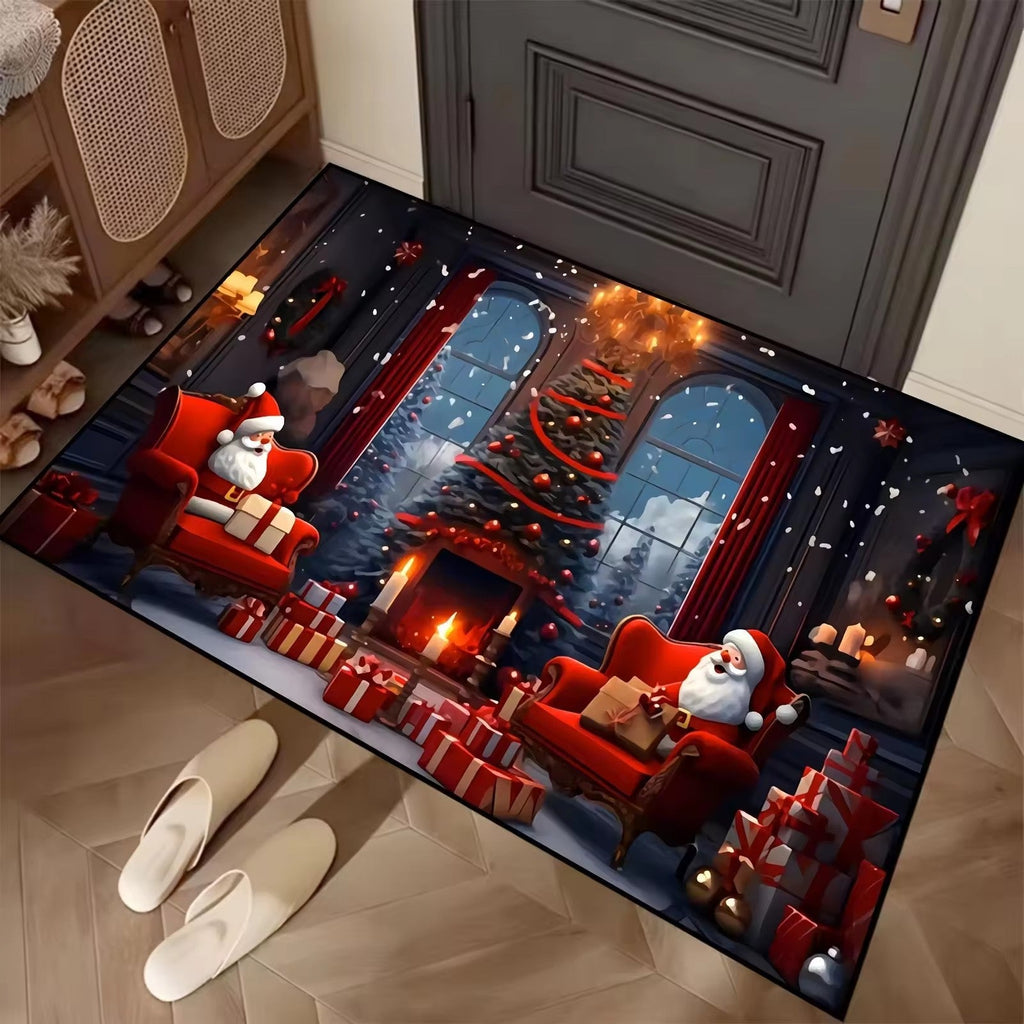 Kerstdeurmat | Kerstbomen & sneeuwvlokken | Antislip achterkant