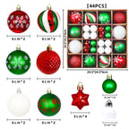 Kerstballen | Glanzende en matte afwerking | Set van 44 | Rood, groen en wit