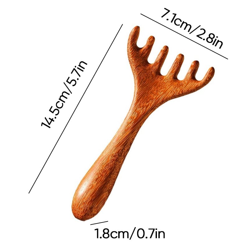 Sandelhouten Meridianenkam voor Ontspannende Hoofd- en Nekmassage