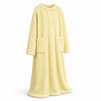 Dames fleecejurk | Zachte fleece | Lange pasvorm met voorzakken | Thuiscomfort