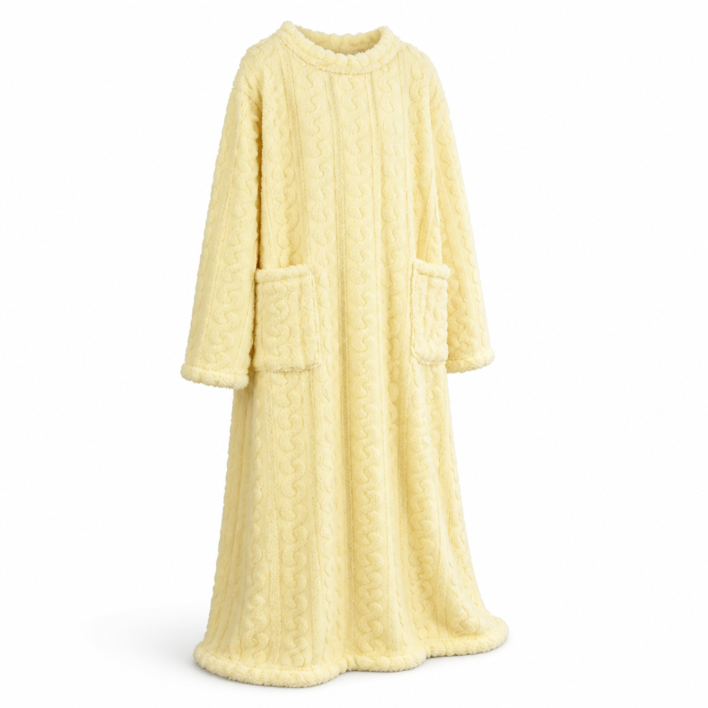 Dames fleecejurk | Zachte fleece | Lange pasvorm met voorzakken | Thuiscomfort
