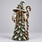 Kerstdecoratiefiguren | Sneeuwbedekt dennendecor | Warme LED-lantaarn | Set van 3