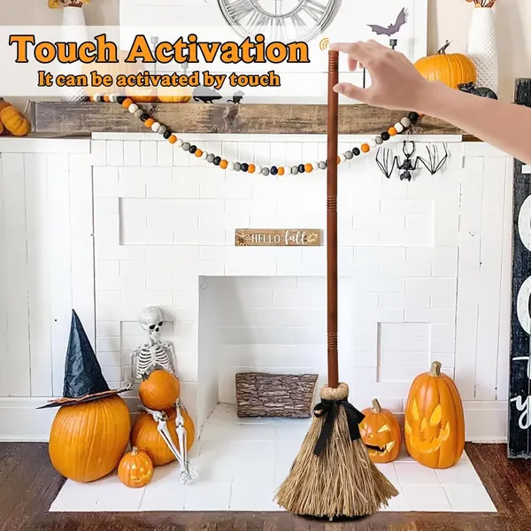 Interactief zwevend heksenbezem Halloweendecor met geluid en touchrespons