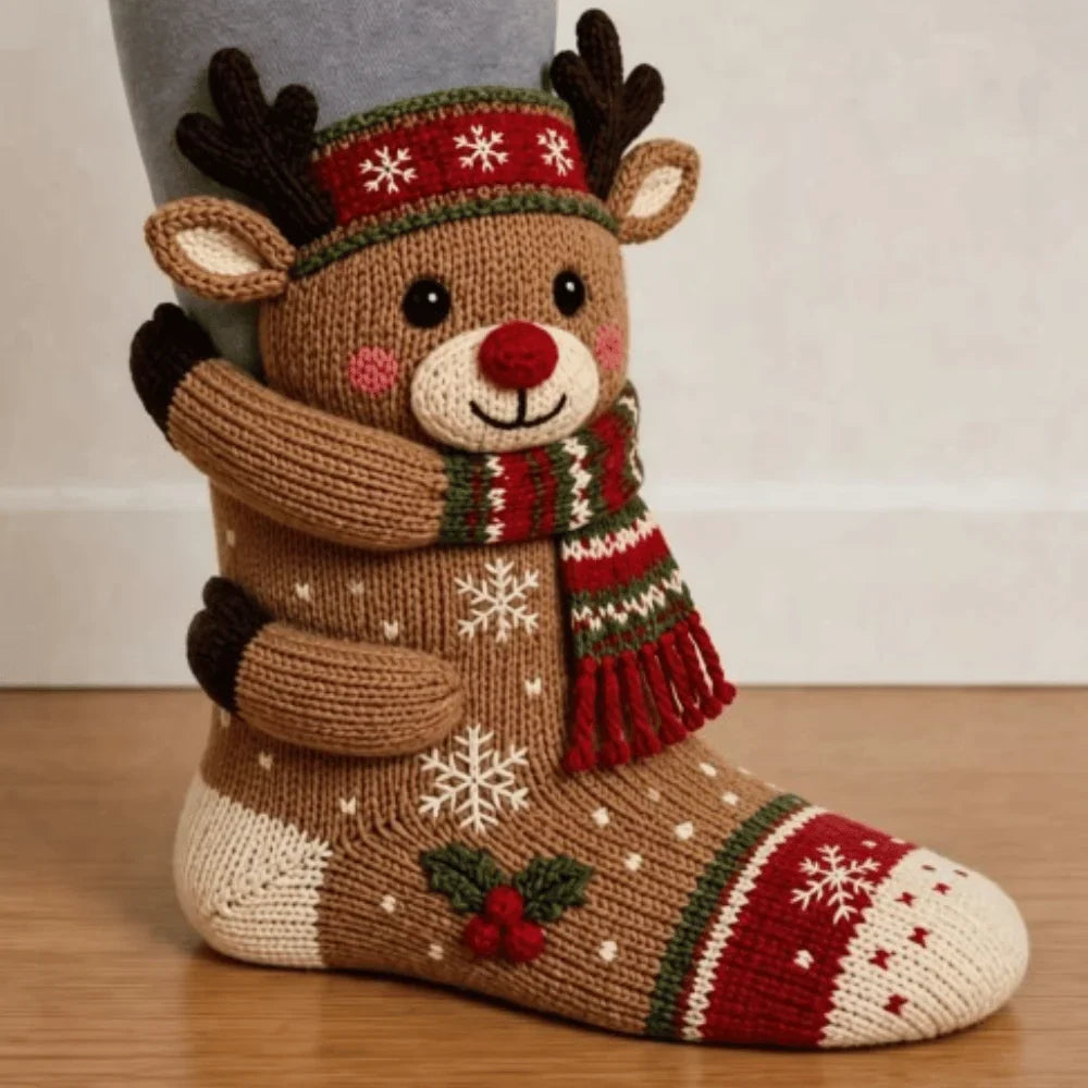 Zachte gebreide kerstsokken als feestelijk cadeau-idee