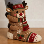 Warme kerstsokken | 3D-figuren | Gebreide stof