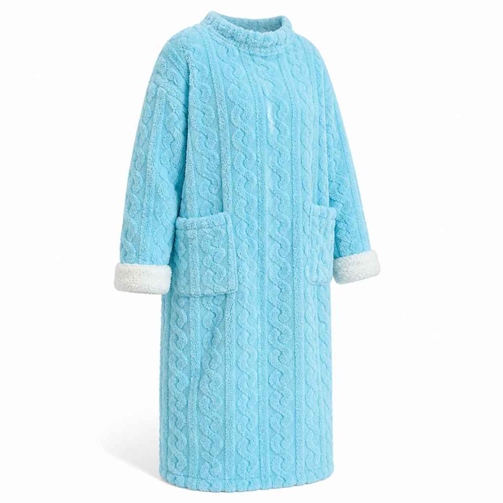 Dames fleecejurk | Zachte fleece | Lange pasvorm met voorzakken | Thuiscomfort
