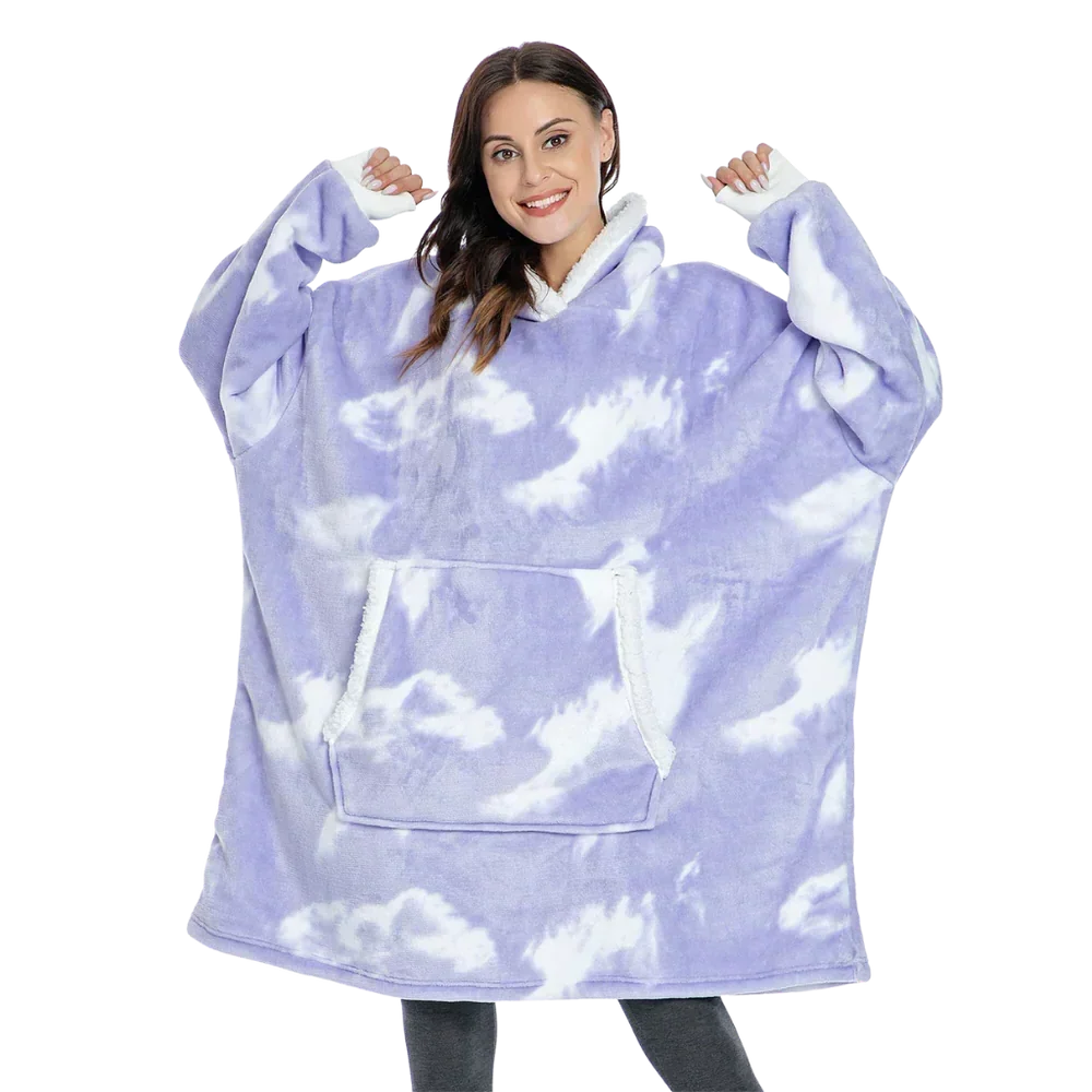 Dekenhoodie als draagbare deken voor op de bank