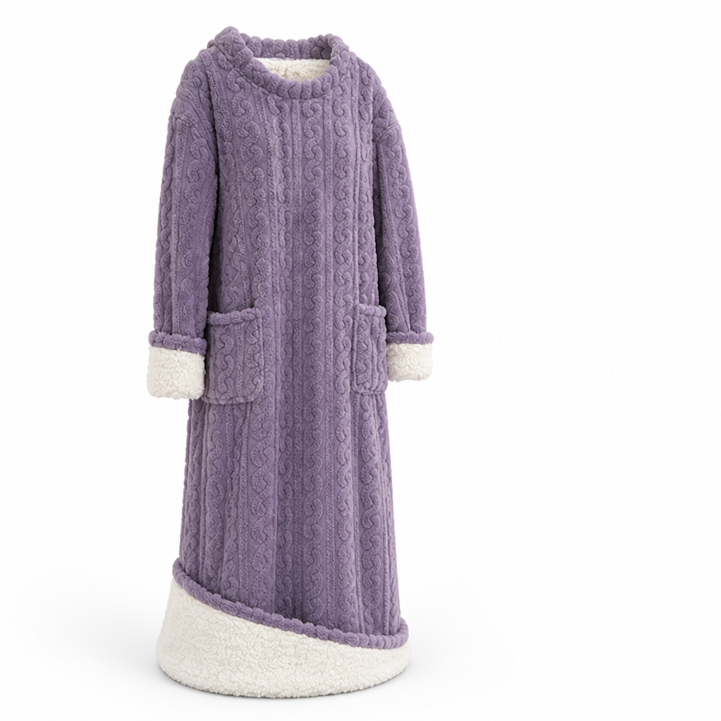 Dames fleecejurk | Zachte fleece | Lange pasvorm met voorzakken | Thuiscomfort