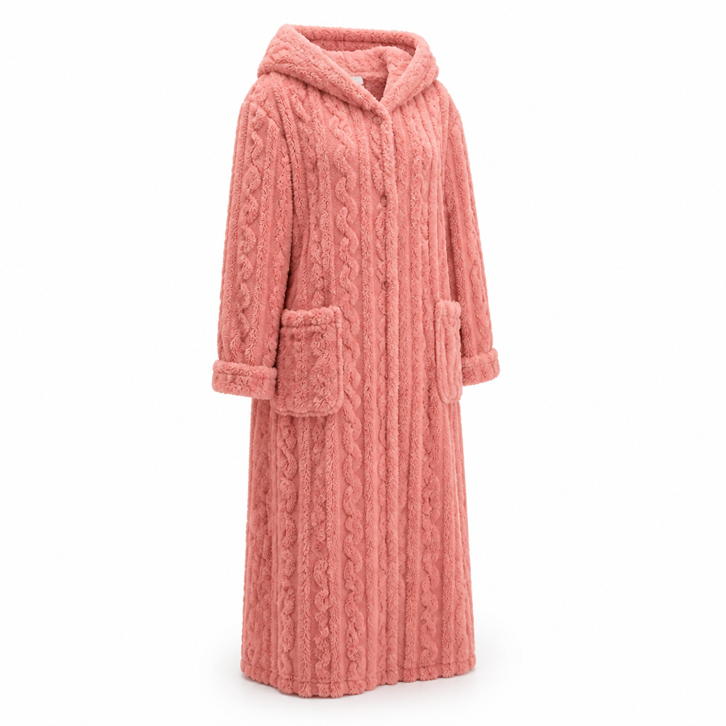 Dames fleecejurk | Zachte fleece | Lange pasvorm met voorzakken | Thuiscomfort