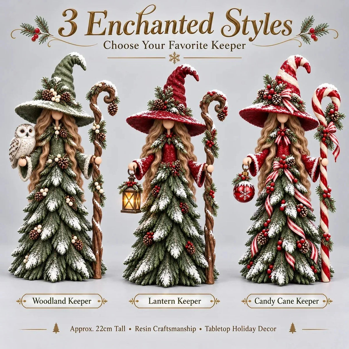 Kerstdecoratiefiguren met dennendecor en ingebouwde LED-verlichting
