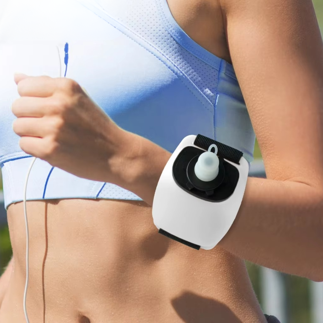 Handvrije polswaterfles voor actieve hydratatie