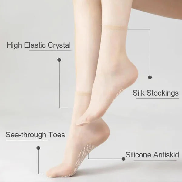 5+5 GRATIS CrystalSocks™ - Onzichtbare, anti-slip Crystal Silk sokken