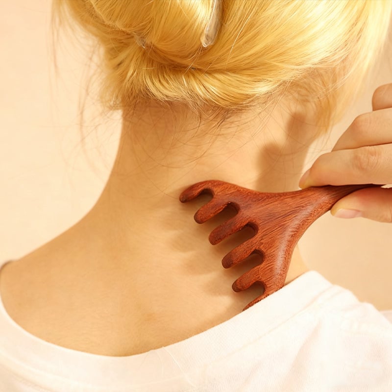 Sandelhouten Meridianenkam voor Ontspannende Hoofd- en Nekmassage