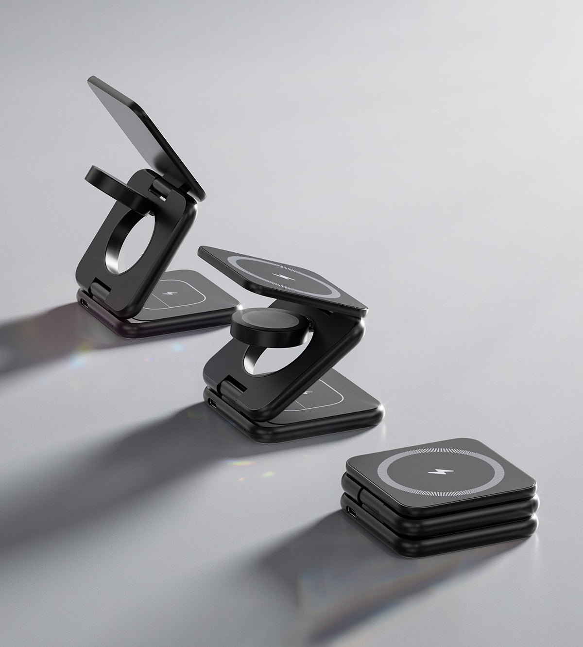 Modern 3-in-1 Draadloze Oplaadstandaard voor Bureau en Nachtkastje