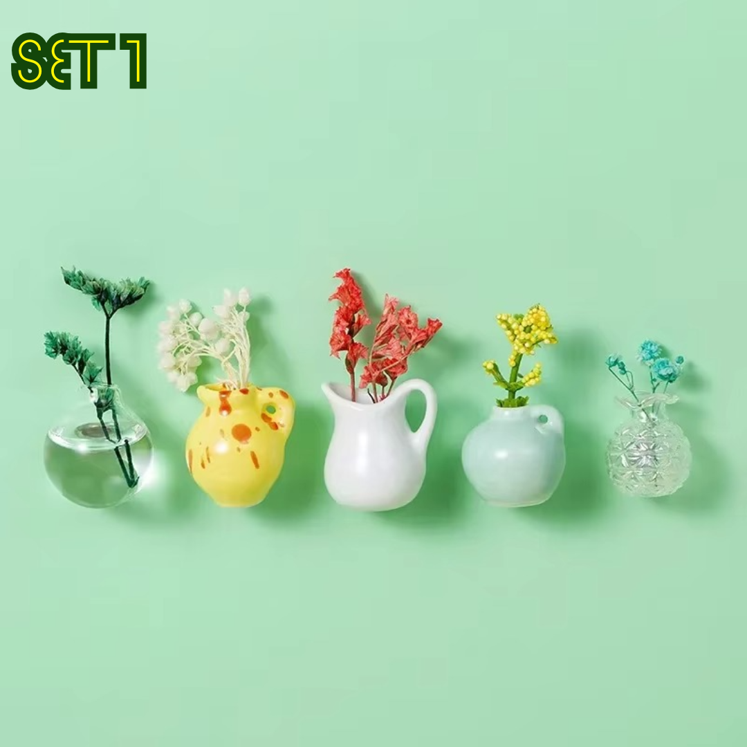 Set van 5 Mini Magnetische Bloemenvazen voor Modern Interieur