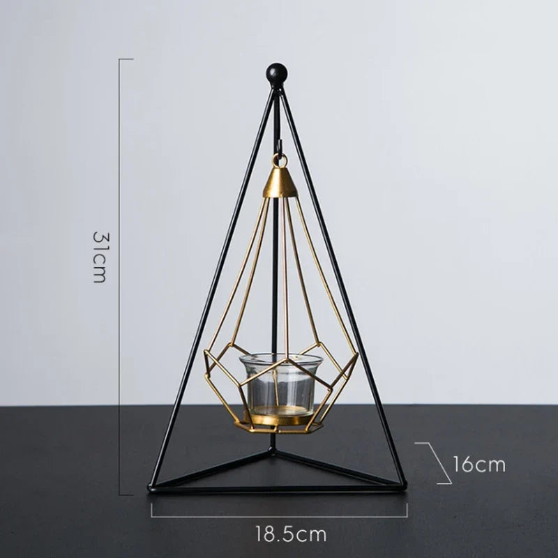 Hangende kaarsenhouder | Gefacetteerd diamantdesign | Metaal