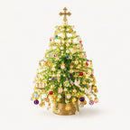 Parel kerstboom in aanbouw tijdens een creatief knutselproject