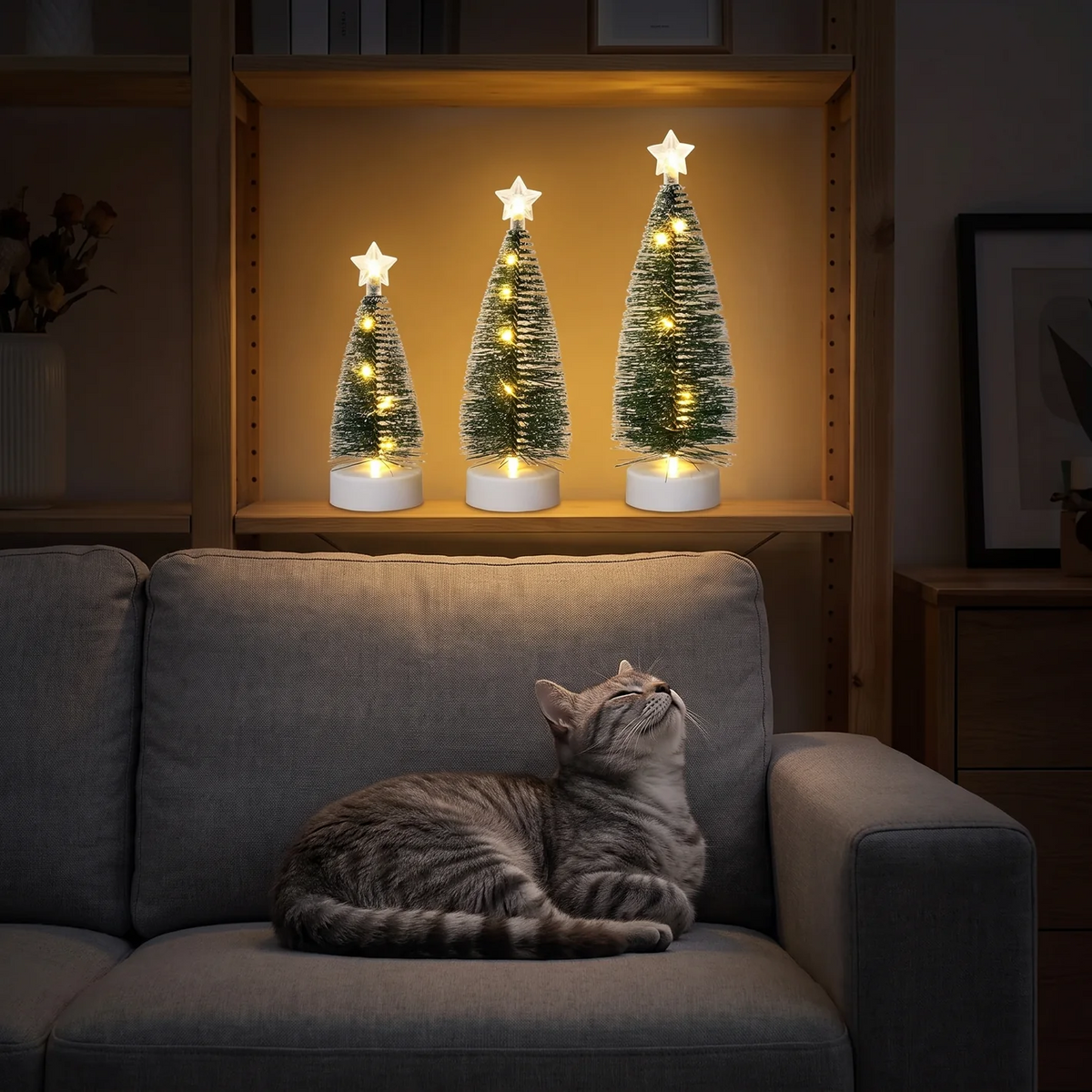 Compacte set kerstboompjes voor woonkamerdecoratie