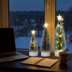 Set van drie verlichte kerstboompjes voor kleine ruimtes