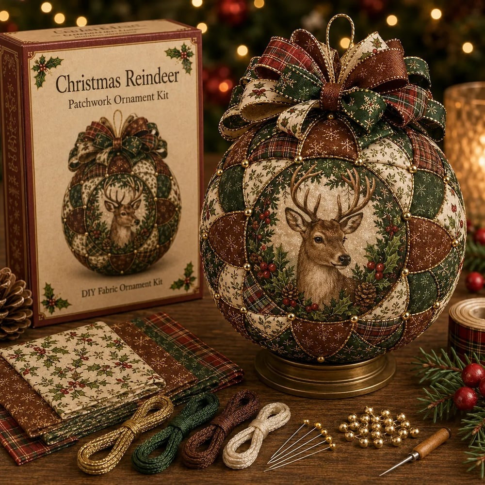 Creatieve patchworkset voor kerstknutsels en feestdecoratie