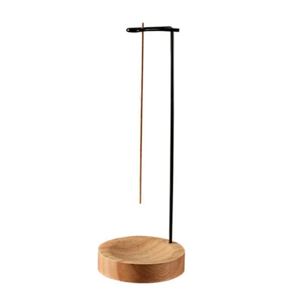 Houten basis met metalen houder voor wierook