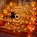 Nethalo Halloween-spinnennet met ledverlichting voor sfeervolle decoratie