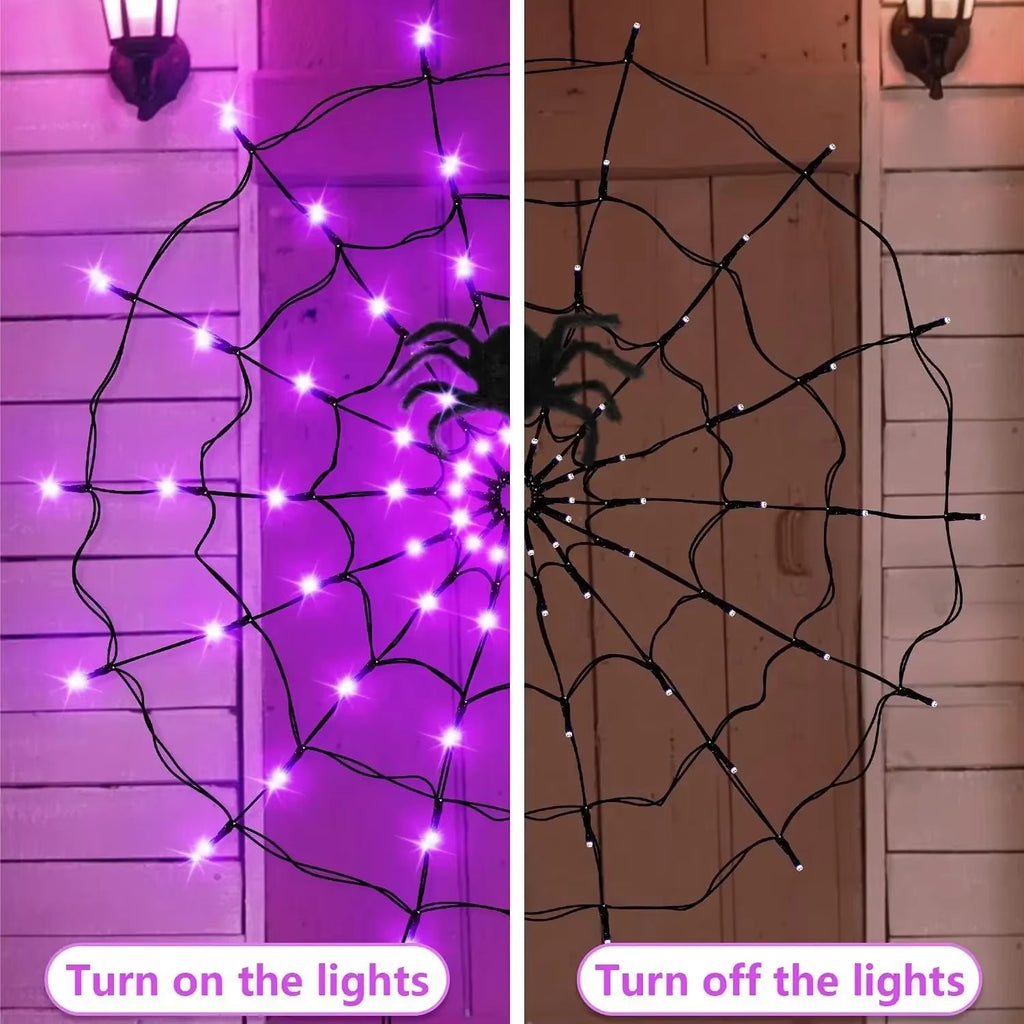 Nethalo spinnennet met verlichting voor een Halloweenfeest
