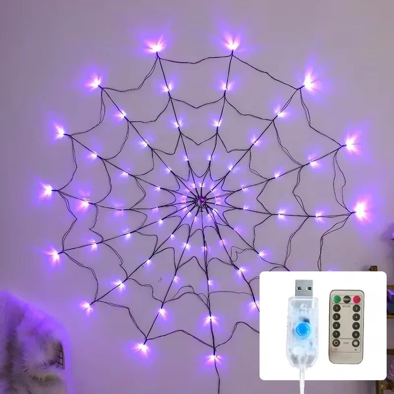 Sfeervolle ledverlichting in een flexibel spinnennet voor Halloween