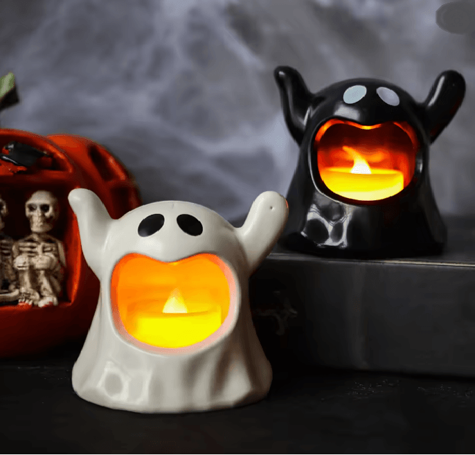 Spookvormig Halloween-ledlicht met sfeervolle flikkerende gloed