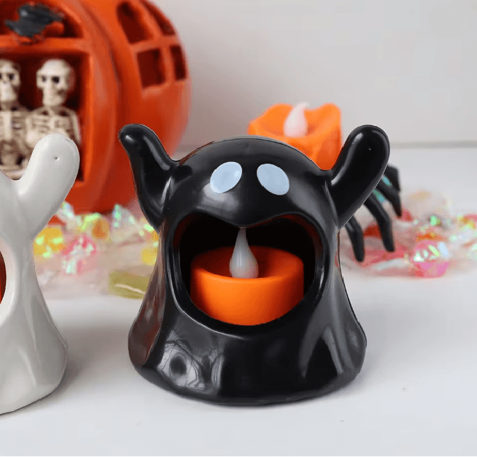 Decoratief Halloween-ledlicht zonder open vlam in een sfeervolle setting
