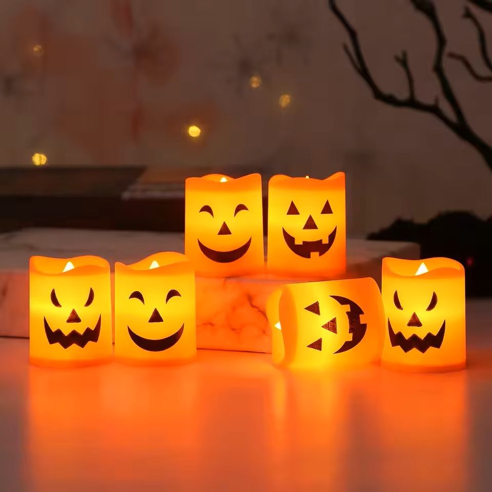 Zes decoratieve Halloweenkaarsen voor een veilige, griezelige feestelijke sfeer