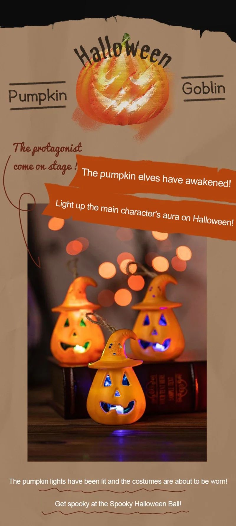 Halloween led-lantaarn als draagbare sfeerverlichting