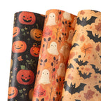 Vier vellen Halloween cadeaupapier met feestelijke motieven