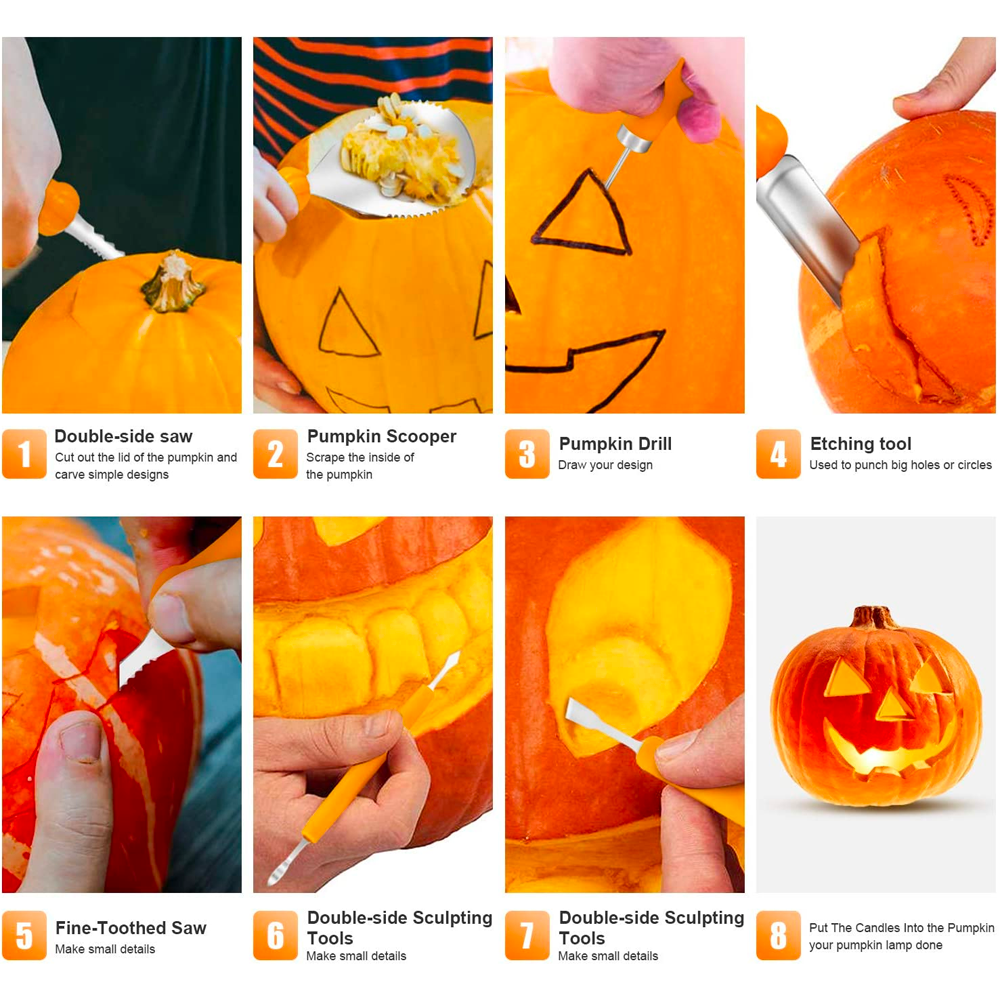 Pompoen uithollen en decoreren met de Kervilo Halloween snijset