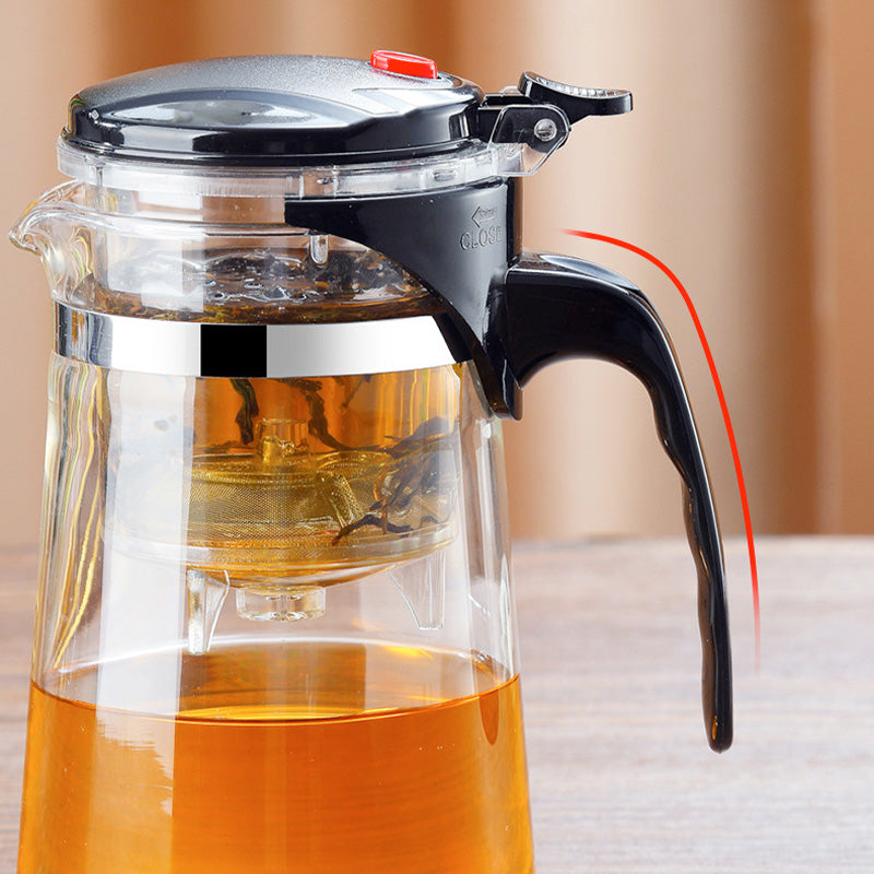 TeaFusion - Theepot van glas met één klik en verwijderbaar theezeefje