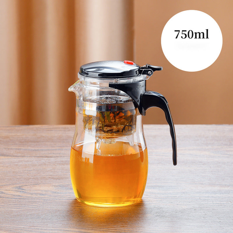 TeaFusion - Theepot van glas met één klik en verwijderbaar theezeefje
