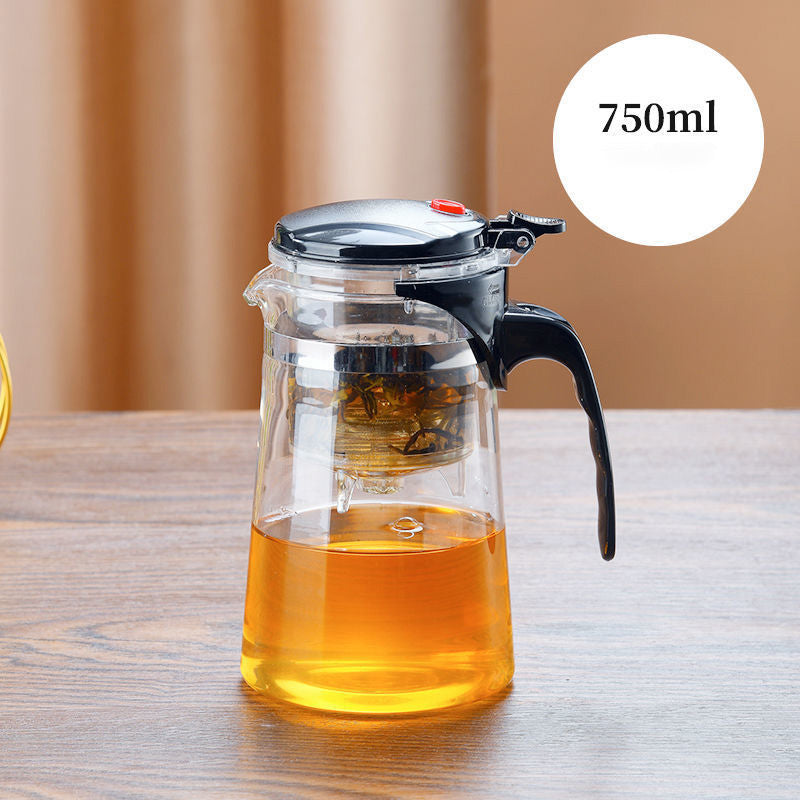TeaFusion - Theepot van glas met één klik en verwijderbaar theezeefje
